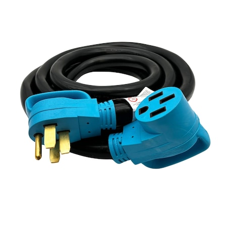 Connecticut Electric STW Extension Cord, 6 AWG, 8 AWG, Indoor/Outdoor, 6/3, 8/1, 1 Outlets, 14-50R, Black/Blue, Nylon HEPC5015PGH
